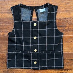 Abercrombie Kids Plaid Sleeveless Square neck Vest with Gold Buttons, size 7/8